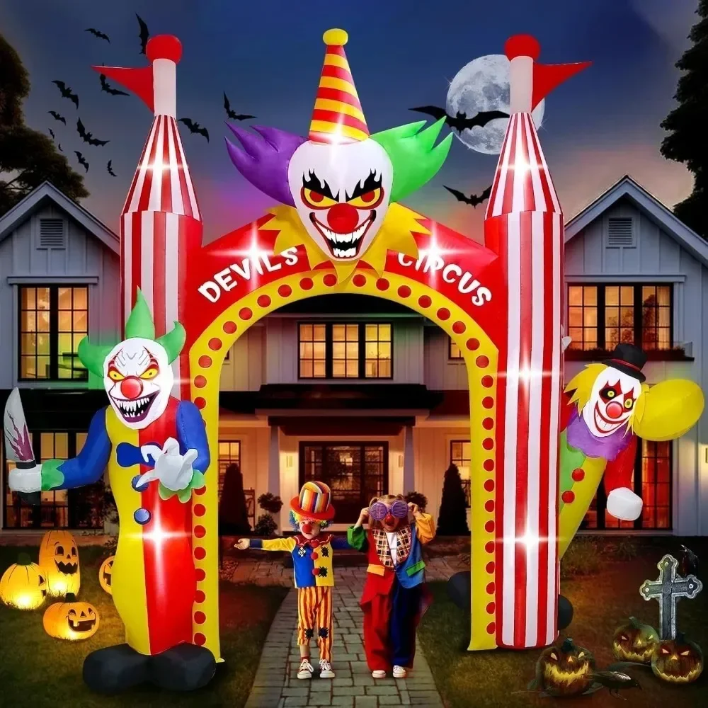 

12 FT Halloween Inflatables Clown Archway Outdoor Decorations, Giant Clown Arch Blow Up Yard Decorations Scary Inflatab