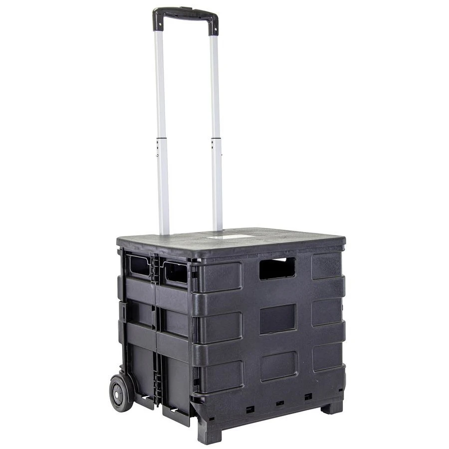 

Складная тележка-контейнер Quik Cart Sport на колесах для учителей, корзина-переноска, грузоподъемность 80 фунтов, из прочного пластика, черная