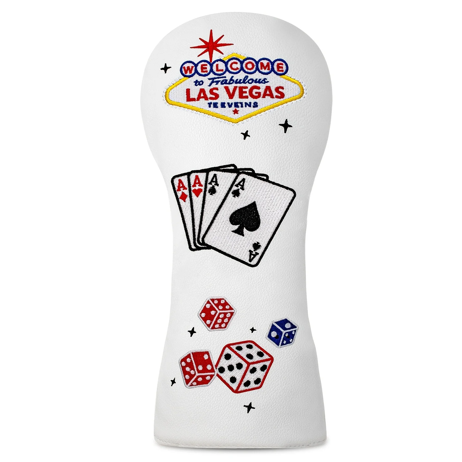1pc/3pcs Las Vegas Poker Dice Embroidery Golf Club Head Covers, White Golf Fairway, Hybrid Head Sleeves with Number Tag
