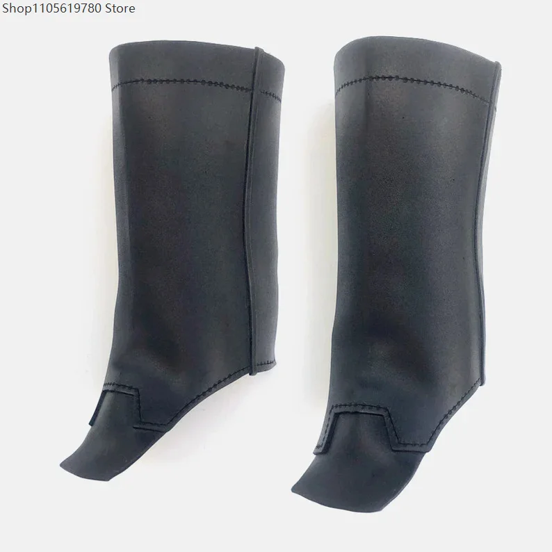 Medieval Renaissance Faux‑Leather Mid‑Calf Leg Wraps Simple Seam Stitch Design Slip‑on Foot Guards Roleplay Costume Accessory