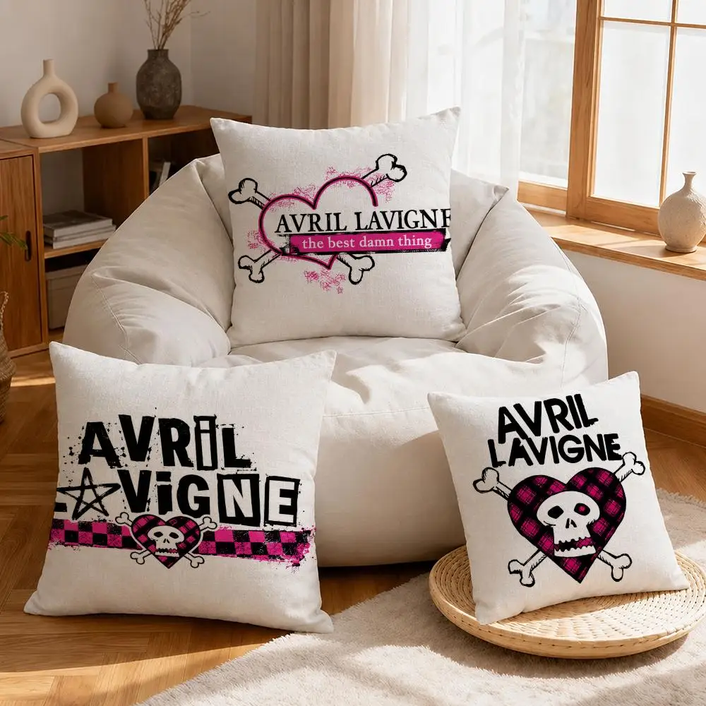 Singer Avril Lavigne Cushion Cover Linen Anti-Mite Antibacterial Cushion Cover Invisible Zipper Sofa Decor