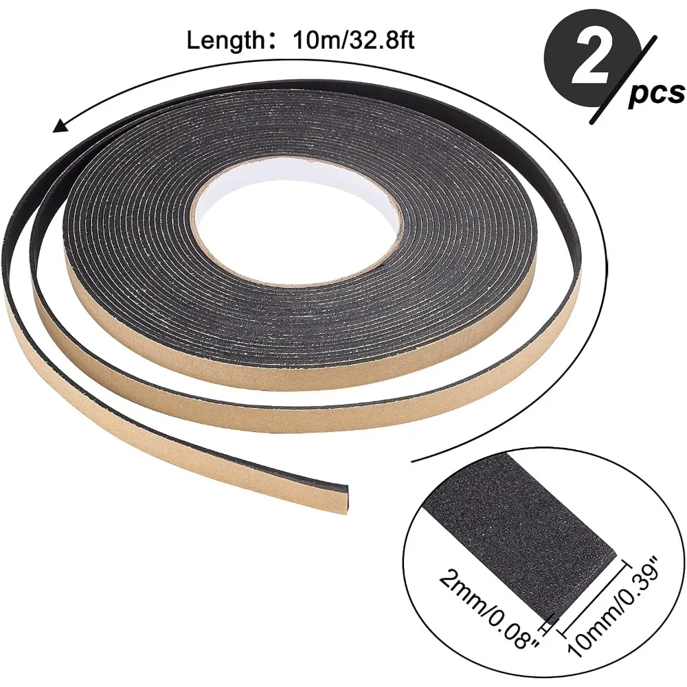 2 Rolls Total 65.6 Feet Wide Size Window Foam Strip 0.39Inch Width Single-Sided Adhesive EVA Seal Foam Strip Soundproofing