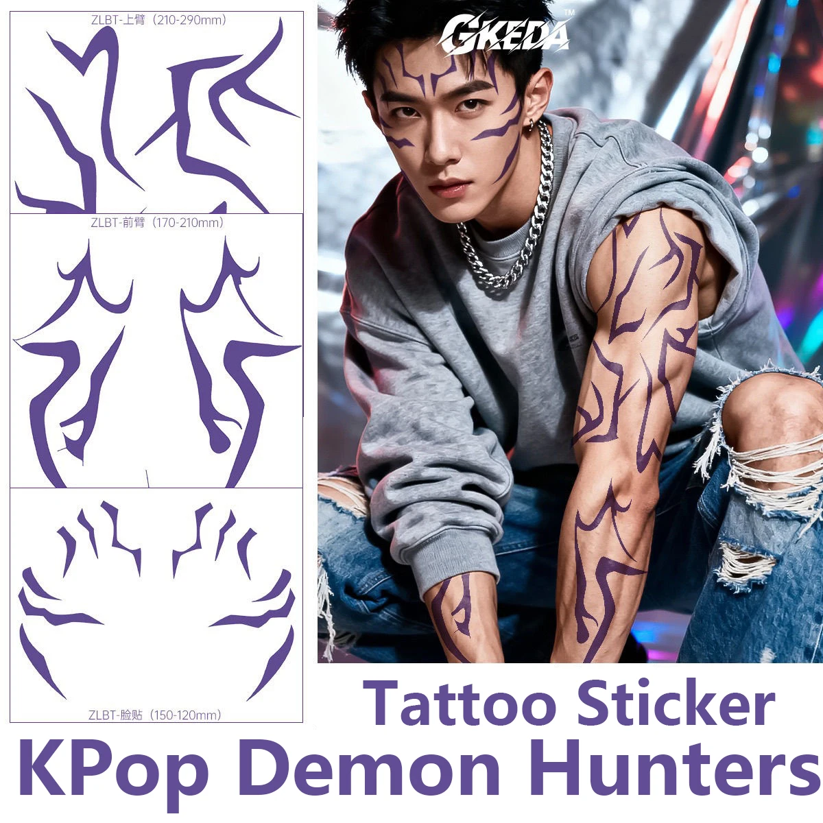 

KPop Demon Hunters Jinu Rumi Kang Anime Cosplay Prop Tattoo Sticker Rumi Laser Tattoo Sticker Demonizing Sticker Hallowmas Party