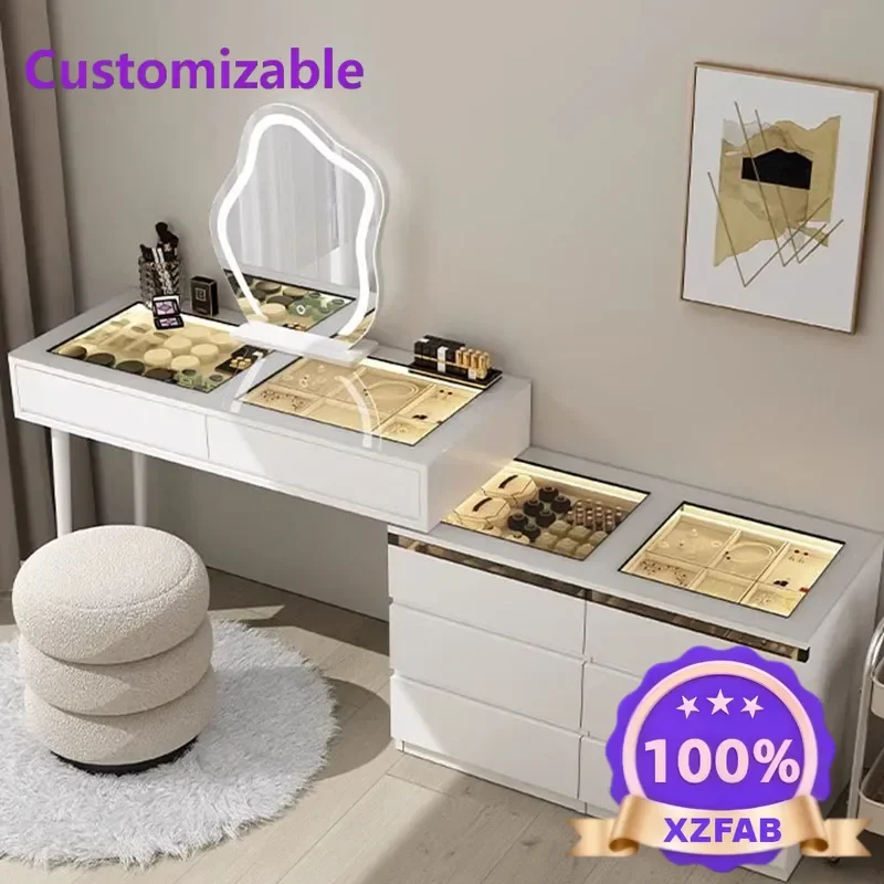Factory Direct 2026 Nordic Dresser Bedroom Vanity Desk Drawers Mirrors Cabinets Make Up Table Storage Tocador De Maquillaje