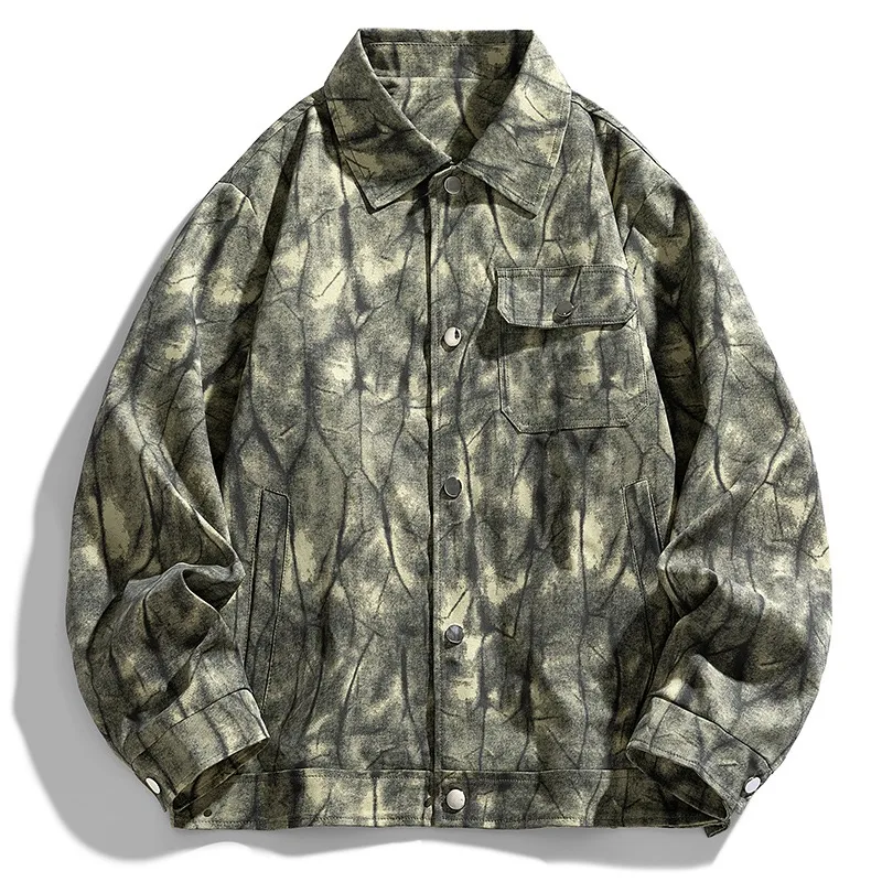 

Men's Autumn and Winter American Retro Lapel Loose Jacket Coat Button Pocket Cardigan Top