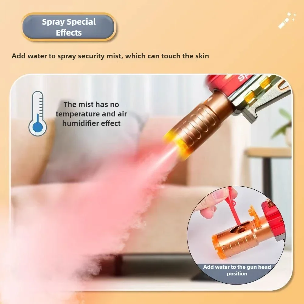 Elektryczny pistolet Gatling z podświetleniem, unikalna zabawka z funkcją natrysku, pistolet z dźwiękiem i światłami LED, pistolet do walki dla dzieci, prezent.