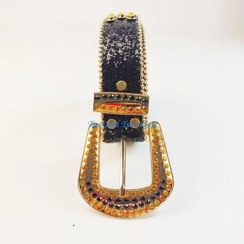 HX6F حزام الراين الإناث حزام الشارع Steampunk لسراويل الجينز Y2K فتاة التبعي