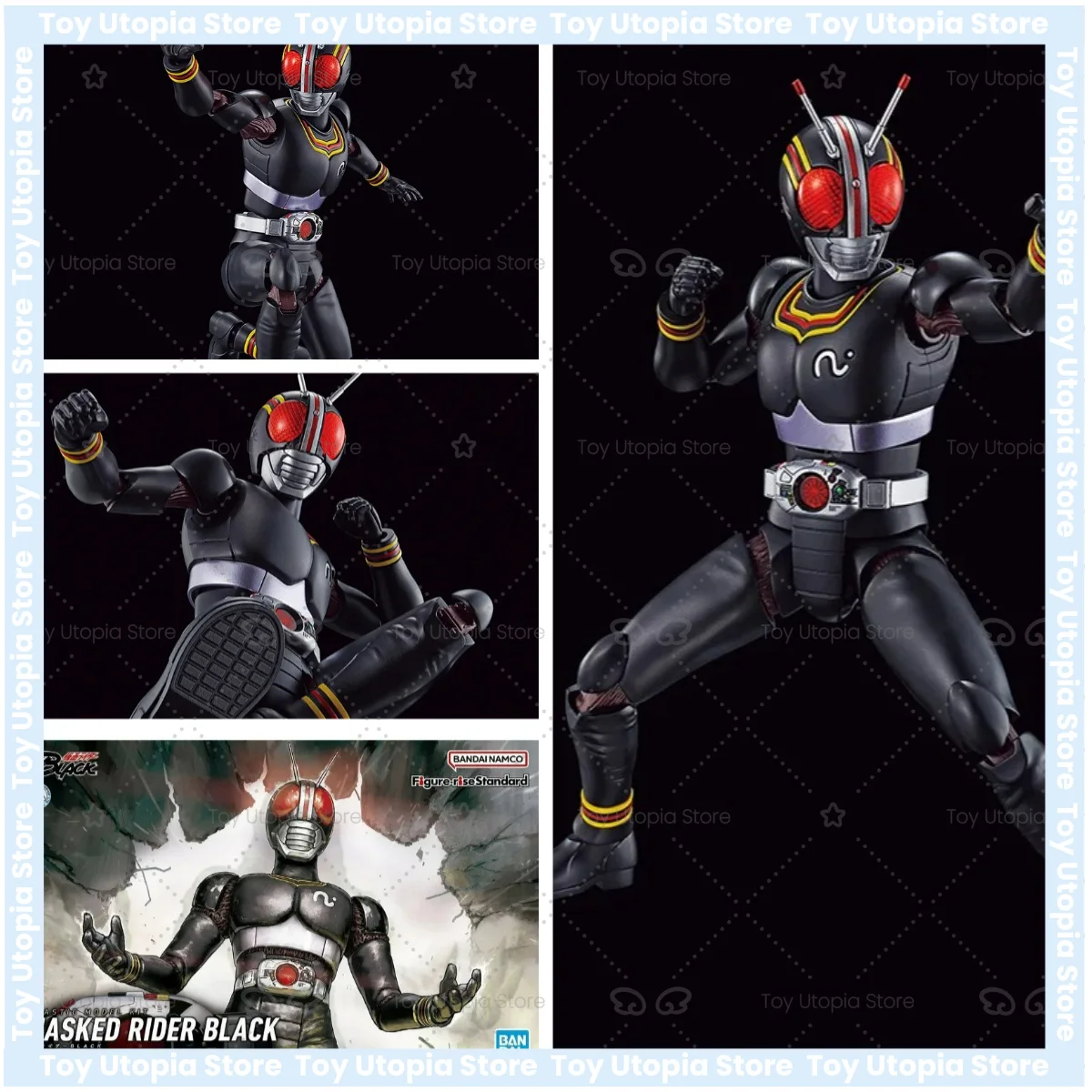 Bandai - Kit de modelo de Jinete Enmascarado Original, figura de Jinete Enmascarado estándar, colección negra, modelo, juguetes