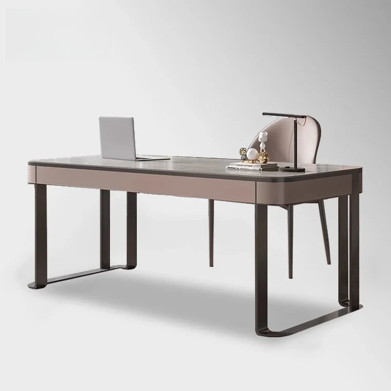 Designer high-end rock slab desk, Italian minimalist light luxury home study desk, modern calligraphy computer