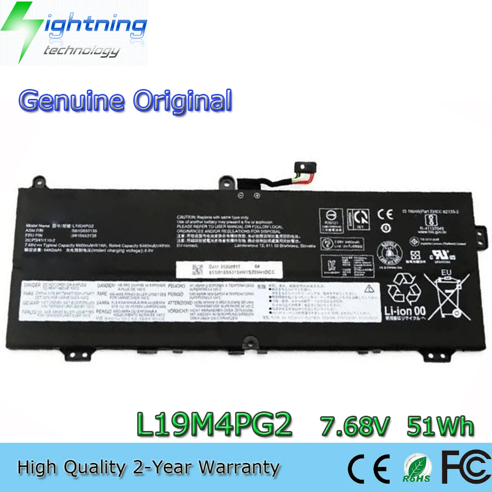 New Genuine Original L19M4PG2 7.68V 51Wh Laptop Battery for Lenovo Ideapad Chromebook Flex 5 CB-13IML05 L19D4PG2 L19L4PG2