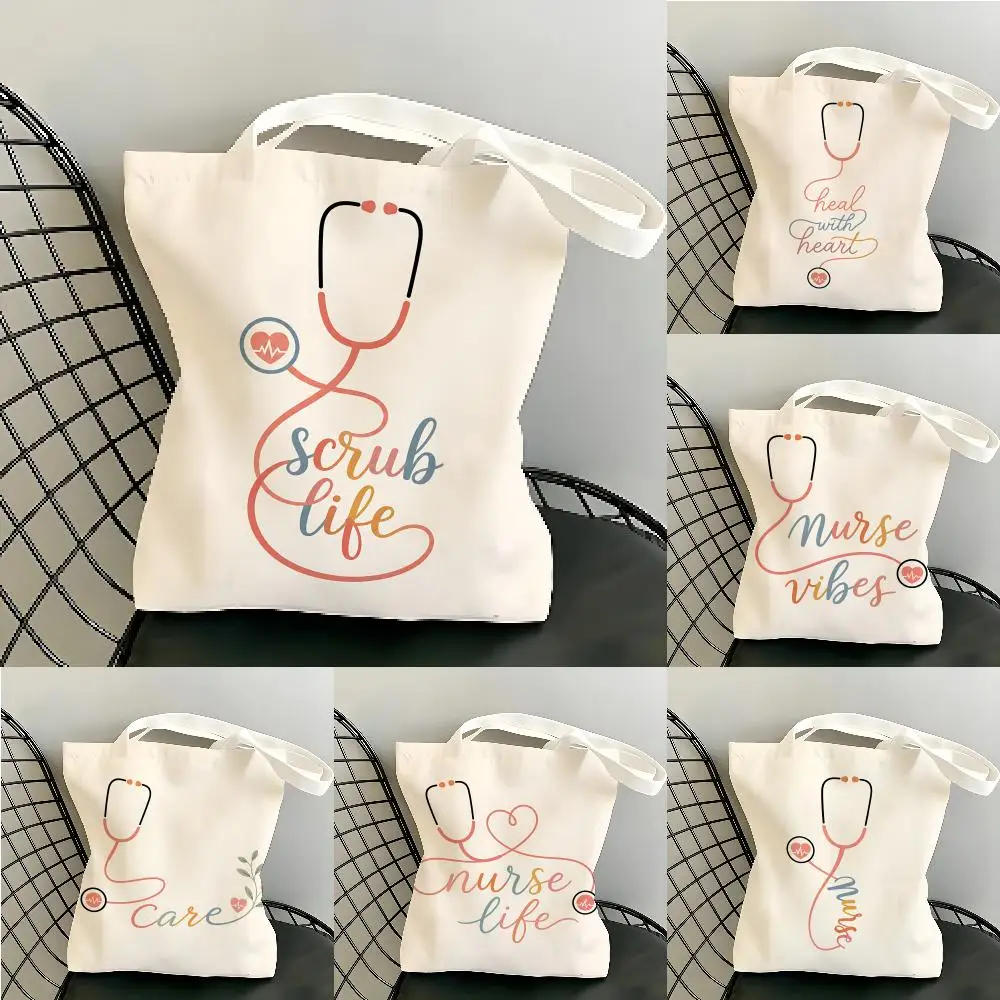 Gifts Appreciation For Doctors Nurses Storage Bags Canvas Tote Bag Women Large Capacity Reusable Eco Shopping Shoulder Handbag