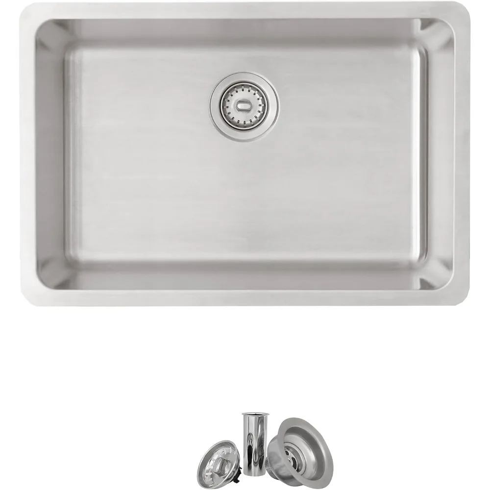 

27 x 18 Inch Drop in or Undermount Kitchen Sink Single Bowl 9 Inches Deep 18G Stainless Steel Kitchen Sinks with Standard