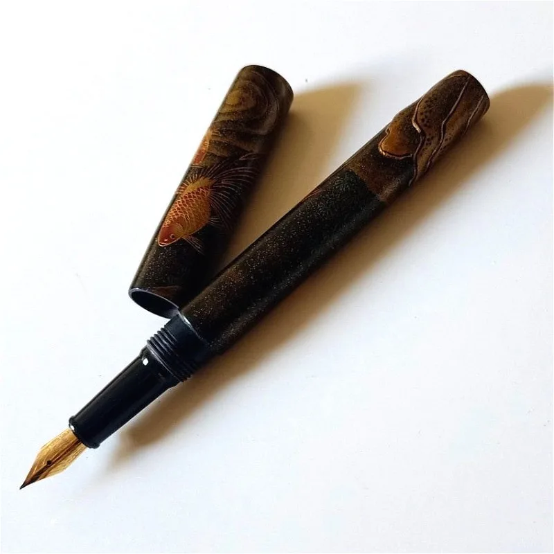 Large Lacquer Mother of Pearl Fountain Pen Ebony Shell Inlaid  Gift Box for Collecting Urushi Raden Pens Limited Edition Shell