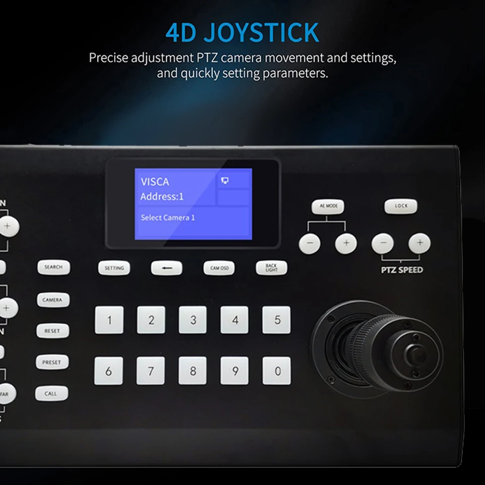 Broadcasting PTZ Camera Control Controller Joystick IP 3D e controllo della tastiera videocamera per videoconferenze PoE supportato