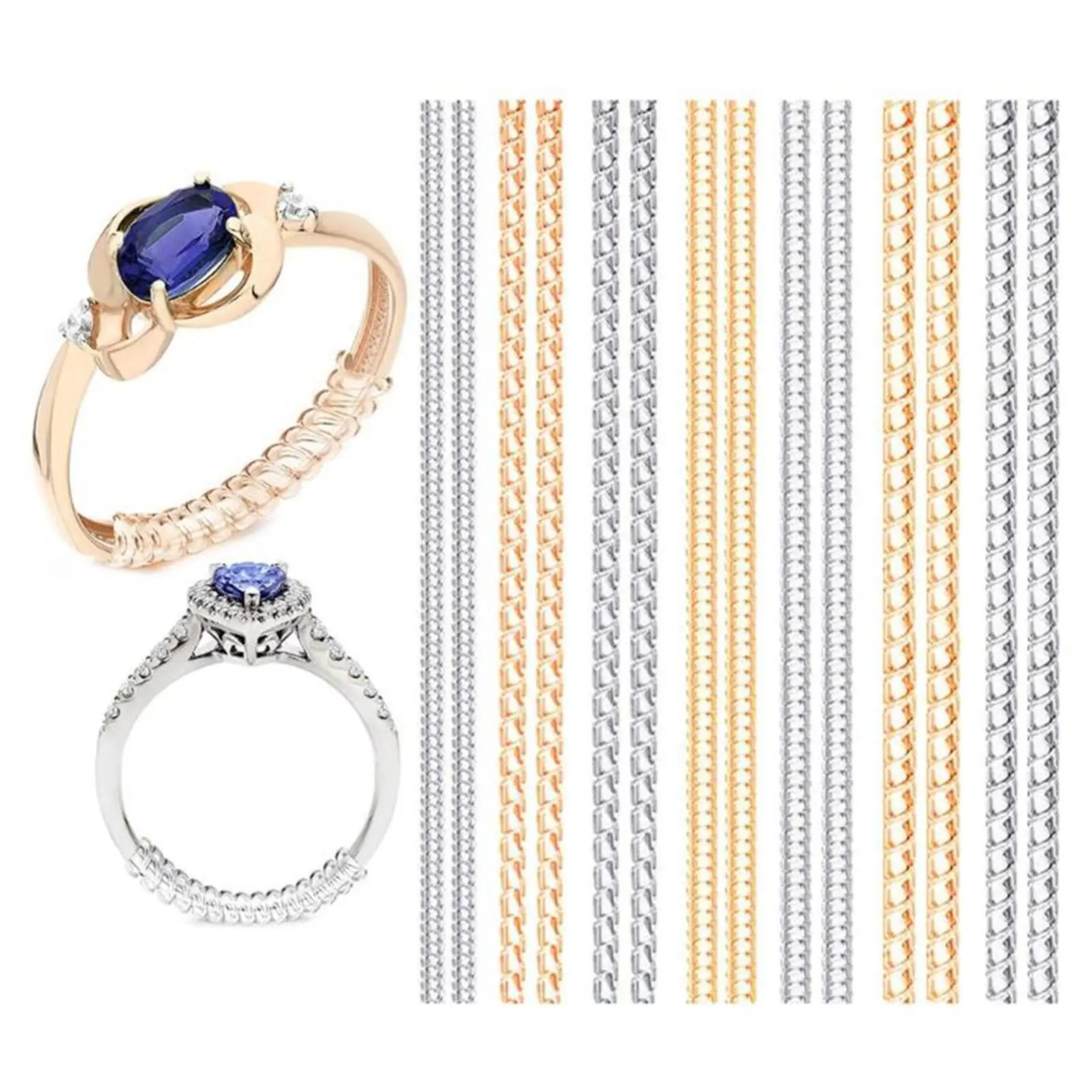 Gold Silver Ring Size Adjuster Soft Plastic Invisible Ring Tightener Guard for Reducing Loose Jewelry