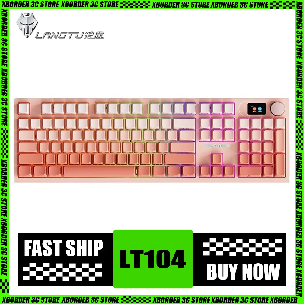 

Langtu Lt104 Mechanical Keyboard Tri Mode Side Engraved Gradient Hot Plug Customized Gaming Keyboard Rgb Esports Office Gifts