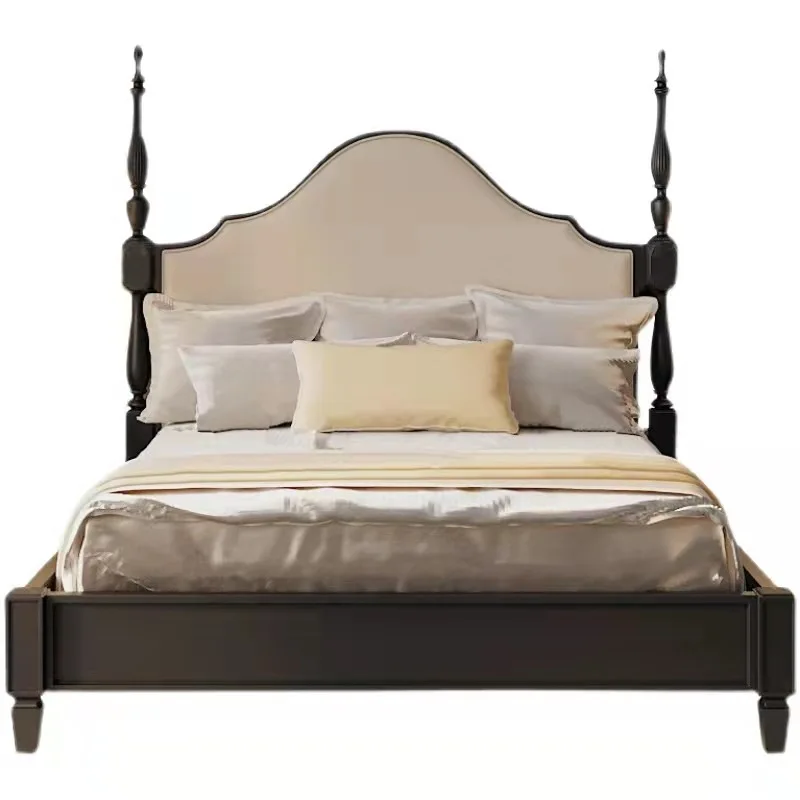 Pilar con respaldo alto, bolsa suave retro, cama doble de tela, dormitorio de hotel, modelo de habitación, cama de Boda de Princesa
