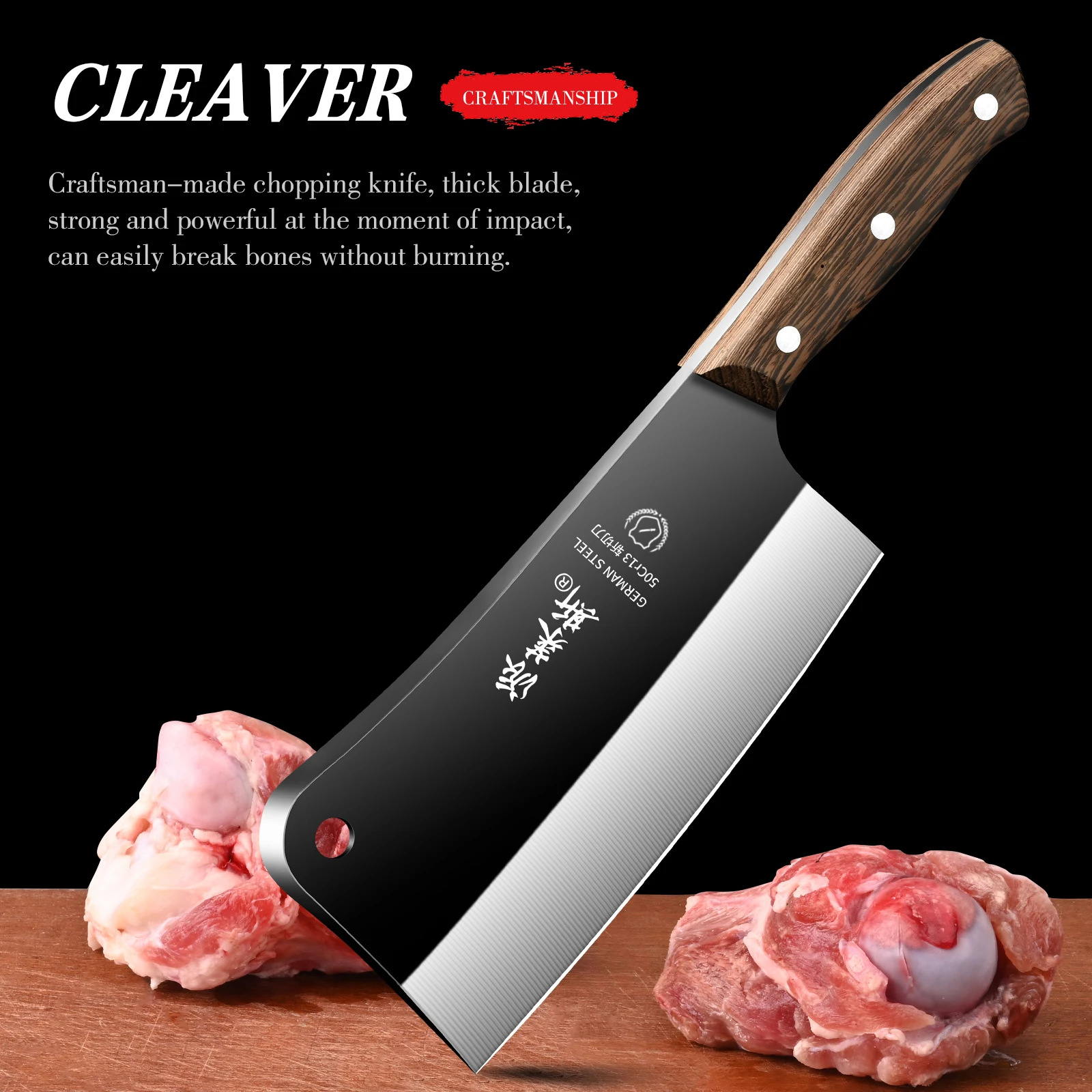 1PCS High Manganese Steel Knife, High Hardness, Special for Cutting Bones, Heavy Duty Commercial Cleaver, Ultimate Bone Chopper