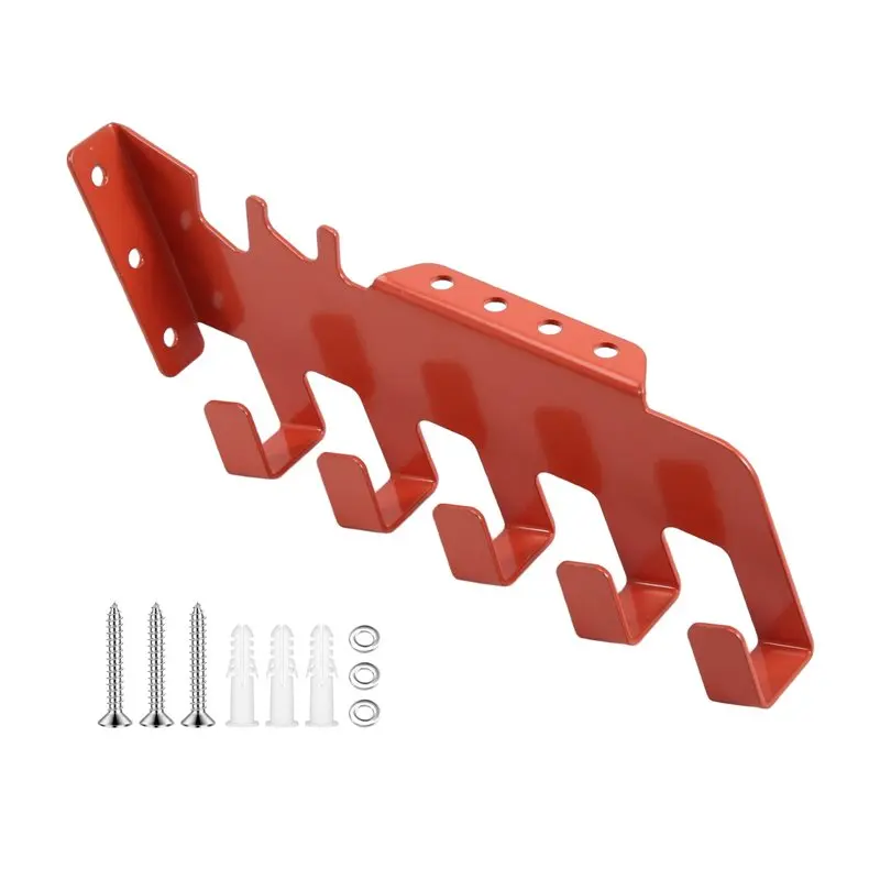 AFOURT-Chainsaw Chain Wall Mount With 5 Hooks Heavy Duty Chain Holder Storage Rack Chainsaw Chain Hanger