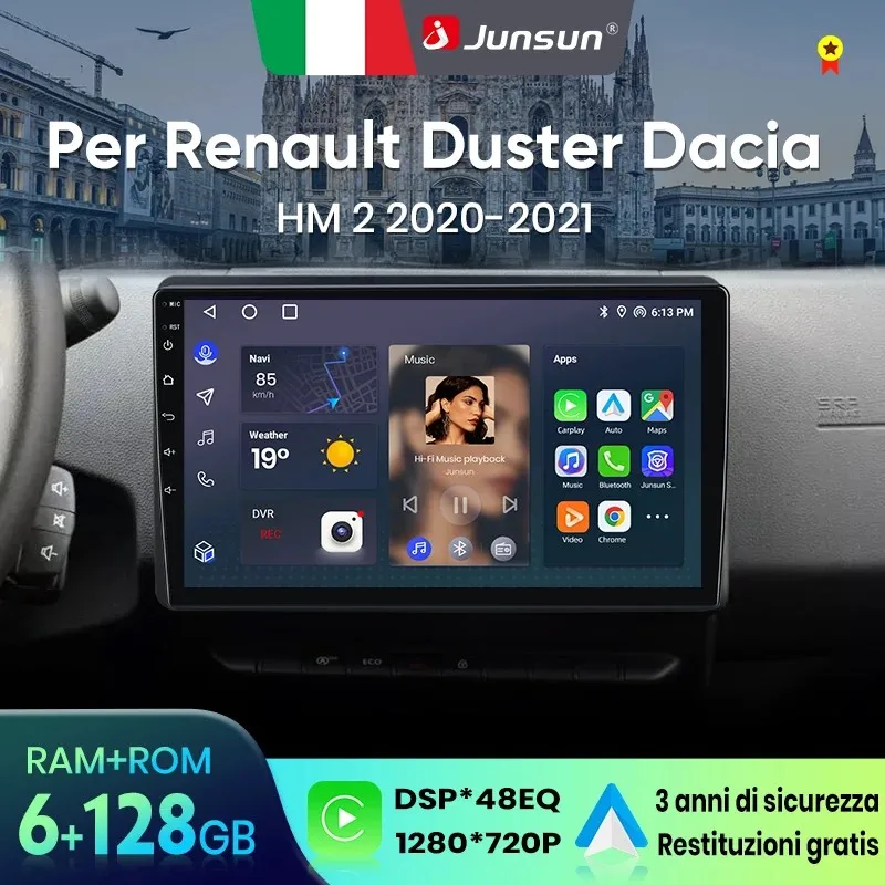 Image of Junsun für Renault Duster Dacia HM 2 2020-2021 10 Zoll 4GB 64GB Android 13 Autoradio GPS Navigation Carplay DSP Bluetooth FM Lenkradbedienung Unterstützung USB AUX Eingang Rückfahrkamera Bereit 1080P