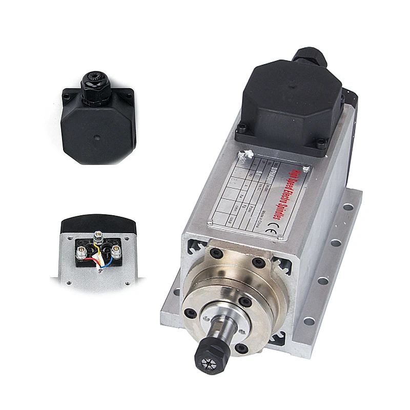 Air Cooled Square Spindle Motor 1.5/3/4.5/6KW With Plug/Cable Box Version For DIY CNC Router Engraving Machine Tool 220V