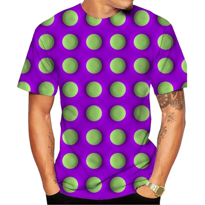 Men's Summer Short Sleeve T Shirt 3D Print Optical Illusion Pattern T-shirt Tops New In Mens Crew Neck Plus Size Tshirt Clothes