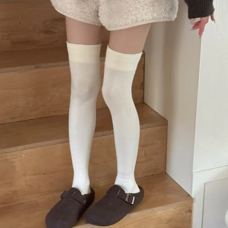 

SP & CITY высокие носки до бедра в студенческом стиле, зимние дышащие хлопковые чулки без костей, модные утягивающие гольфы выше колена