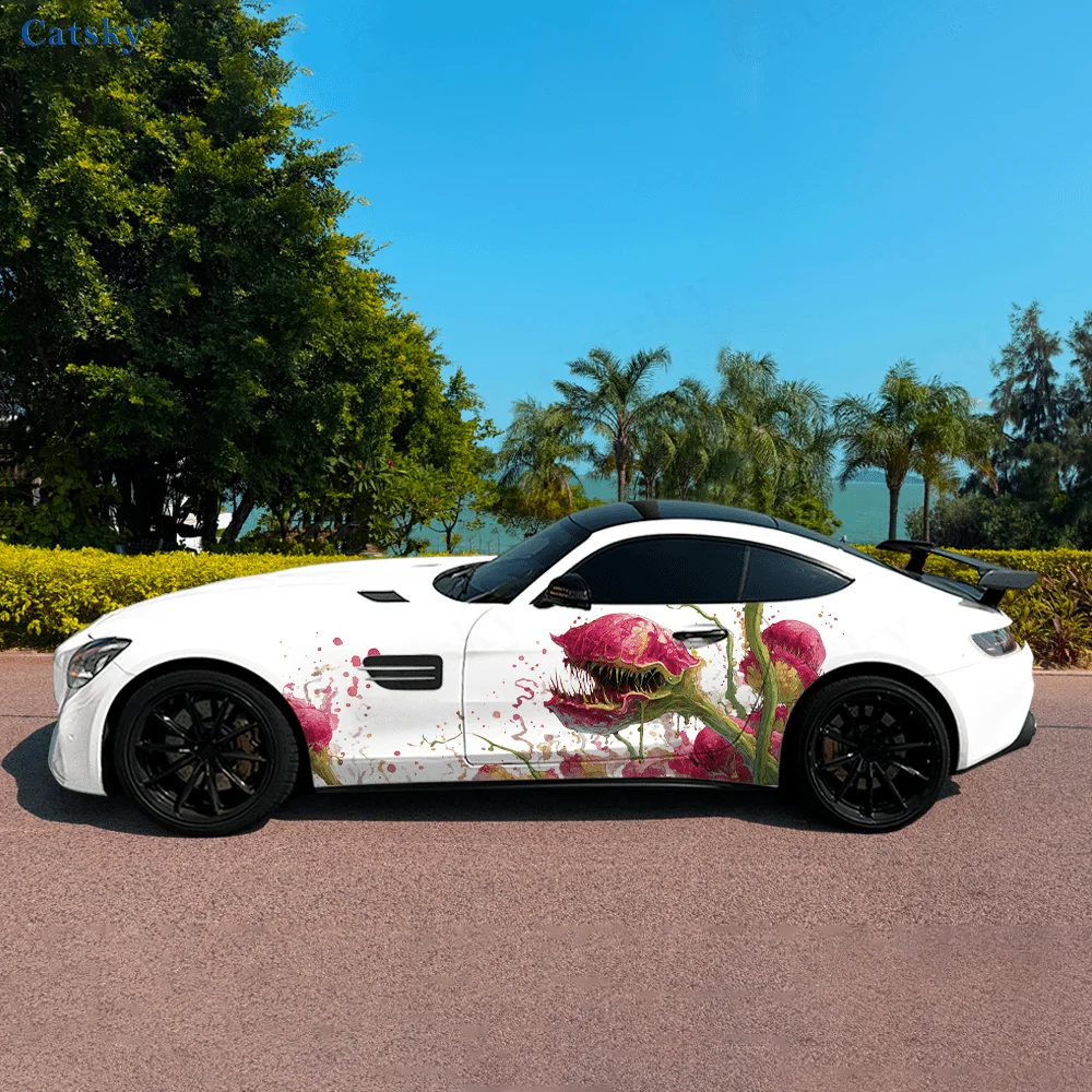 

Man-eating Flower Sharp Teeth Car Vinyl Wraps Decal Selfadhesive PVC Sticker Suitable for Trucks SUV Decor Auto Accessories Gift