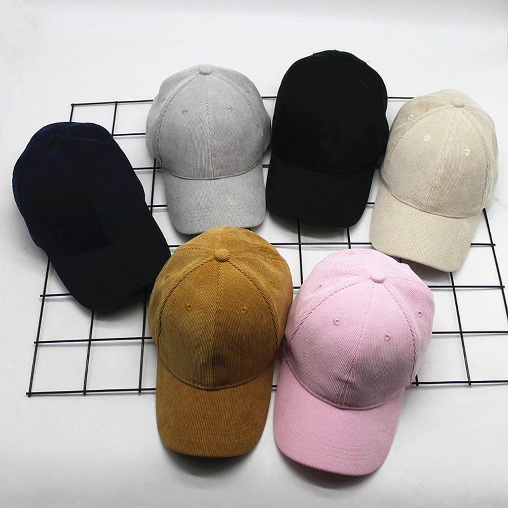 

1pc Corduroy Baseball Outdoor Outdoor Hat Unisex Cap Adjustable Beige Sun Block Hat Unisex UV Protection Breathable