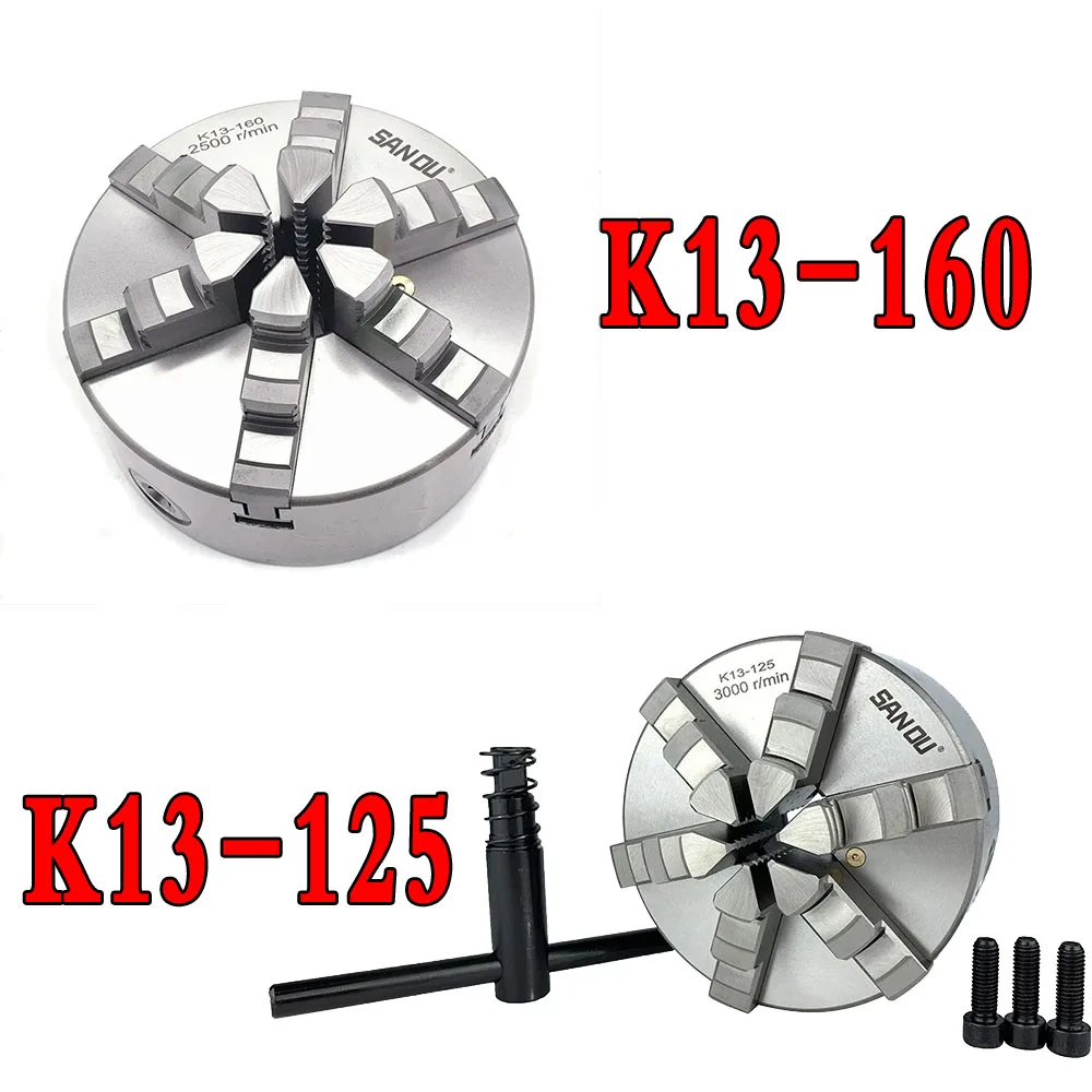 200mm 8 Cal 6-szczękowy uchwyt tokarski samocentrujący SANOU K13-200 hartowane odwracalne narzędzie montażowe do wiercenia frezowanie obróbka drewna