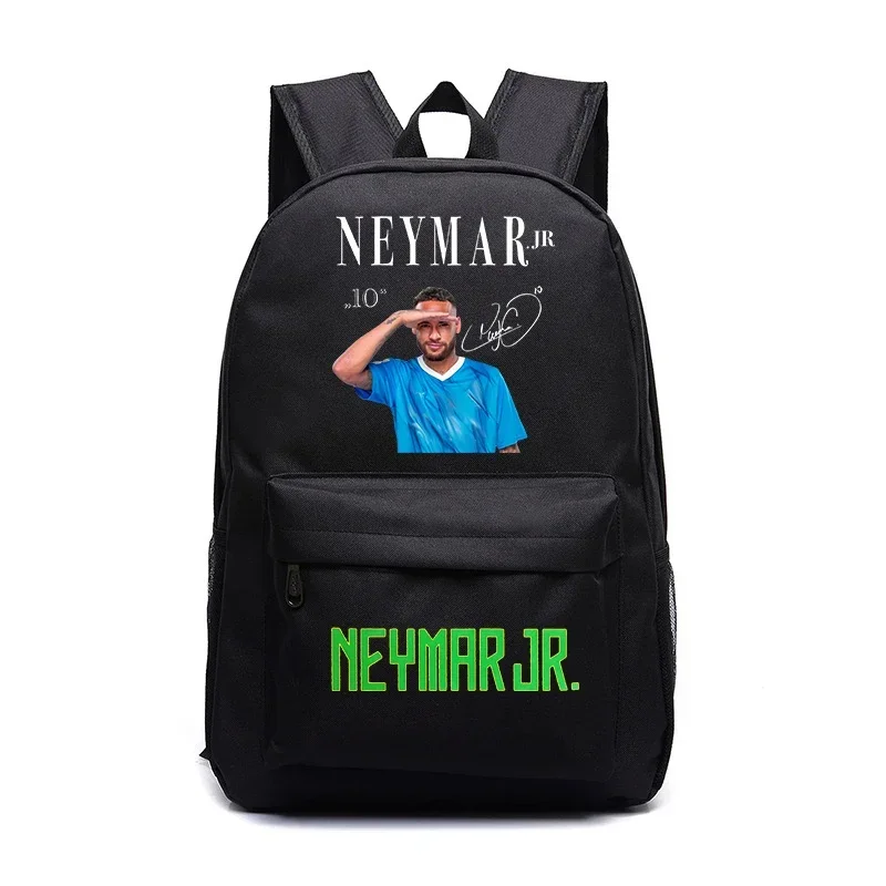 Neymar bolso de escuela primaria y secundaria con estampado de avatar, mochila negra, bolso informal para niños