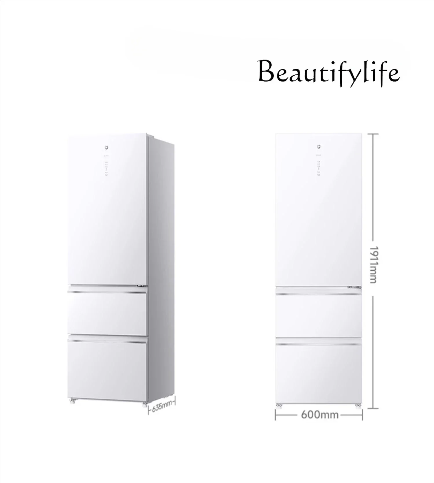 Three-door home white silent air-cooled frost-free ultra-thin small refrigerator