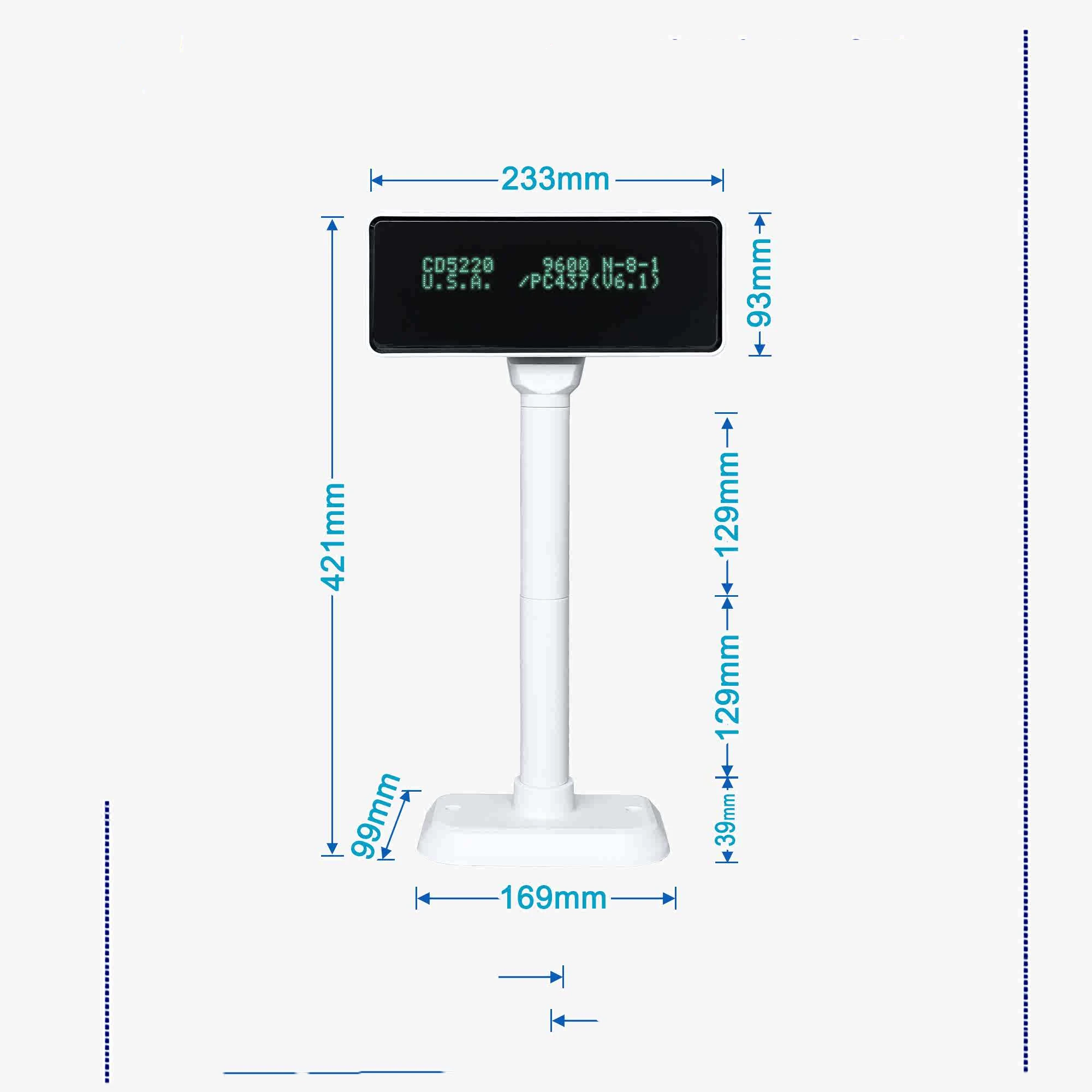 Black and White USB Interface Dual-line English and Russian and Other 29 Languages VFD Guest Display Superstore
