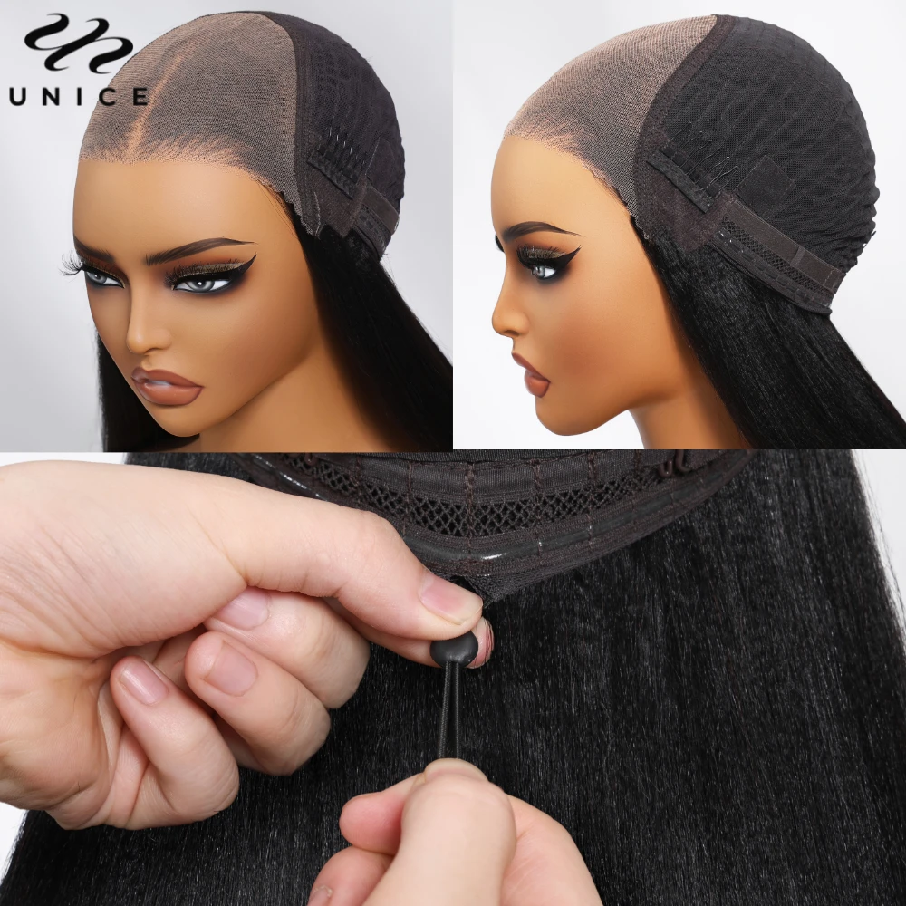 UNice الكرز الأسود الطبقات قطع مستقيم بوب شعر مستعار مع الانفجارات 7x5 الدانتيل قبل قطع قبل ابيض غلويليس شعر مستعار شعر الإنسان 150% الكثافة