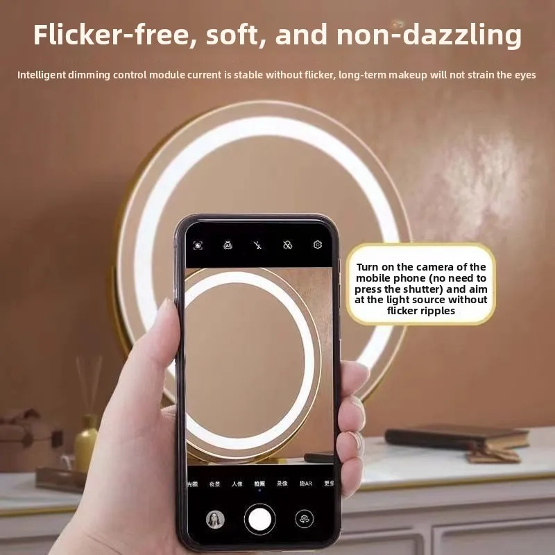 Lustro do makijażu na biurko 15,5 cala, obrotowe, z oświetleniem LED, idealne do akademika, popularne w sieci, inteligentne lustro do sypialni, toaletka z oświetleniem.