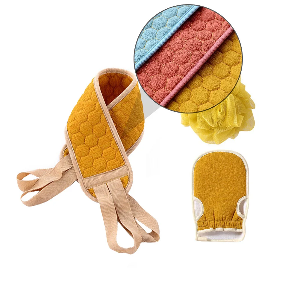 3 قطع من مجموعة أدوات تنظيف الحمام، منشفة خلفية طويلة ممتازة للتنظيف العميق، إسفنجة حمام، منشفة استحمام محمولة #5