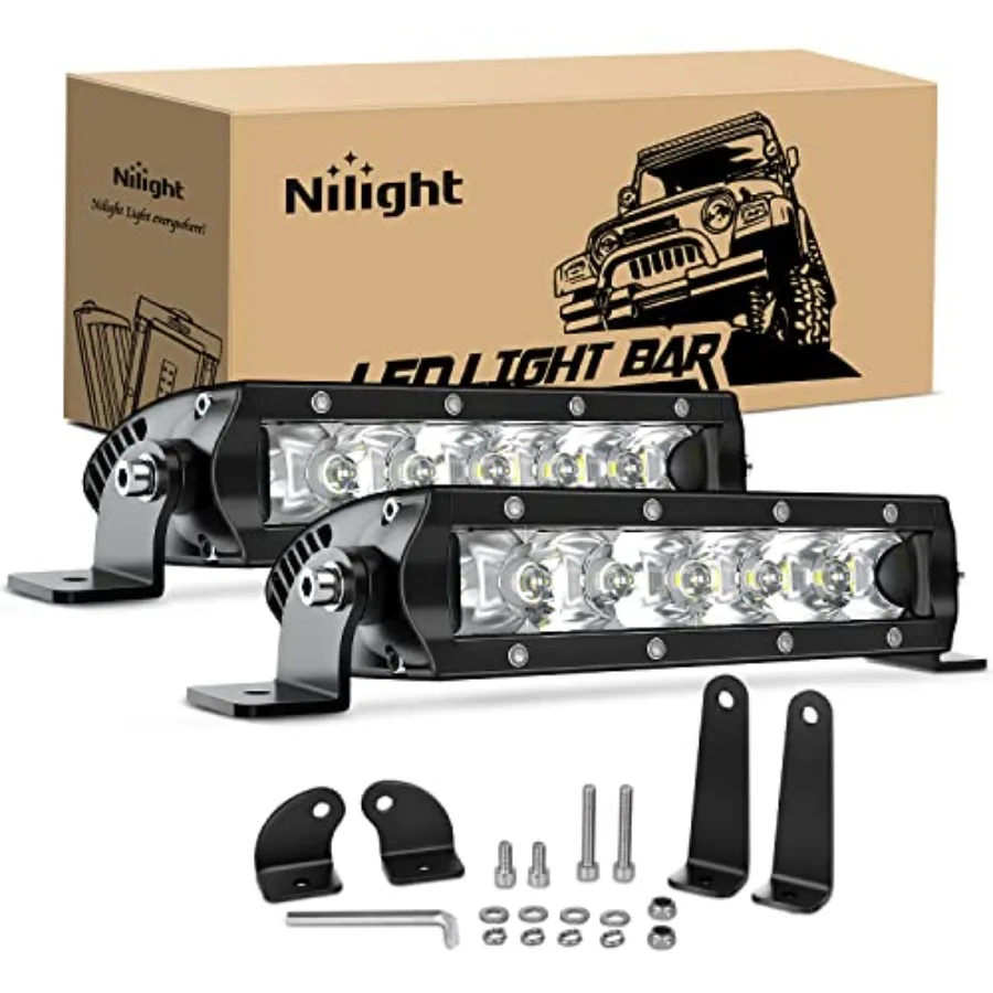 Led Pods Light Bar Super Slim 2Pcs 7 Inch 30W Spot Driving Fog 3600LM Off Road Lighting for Trucks Pickup SUV ATV UTV Boat 4x4
