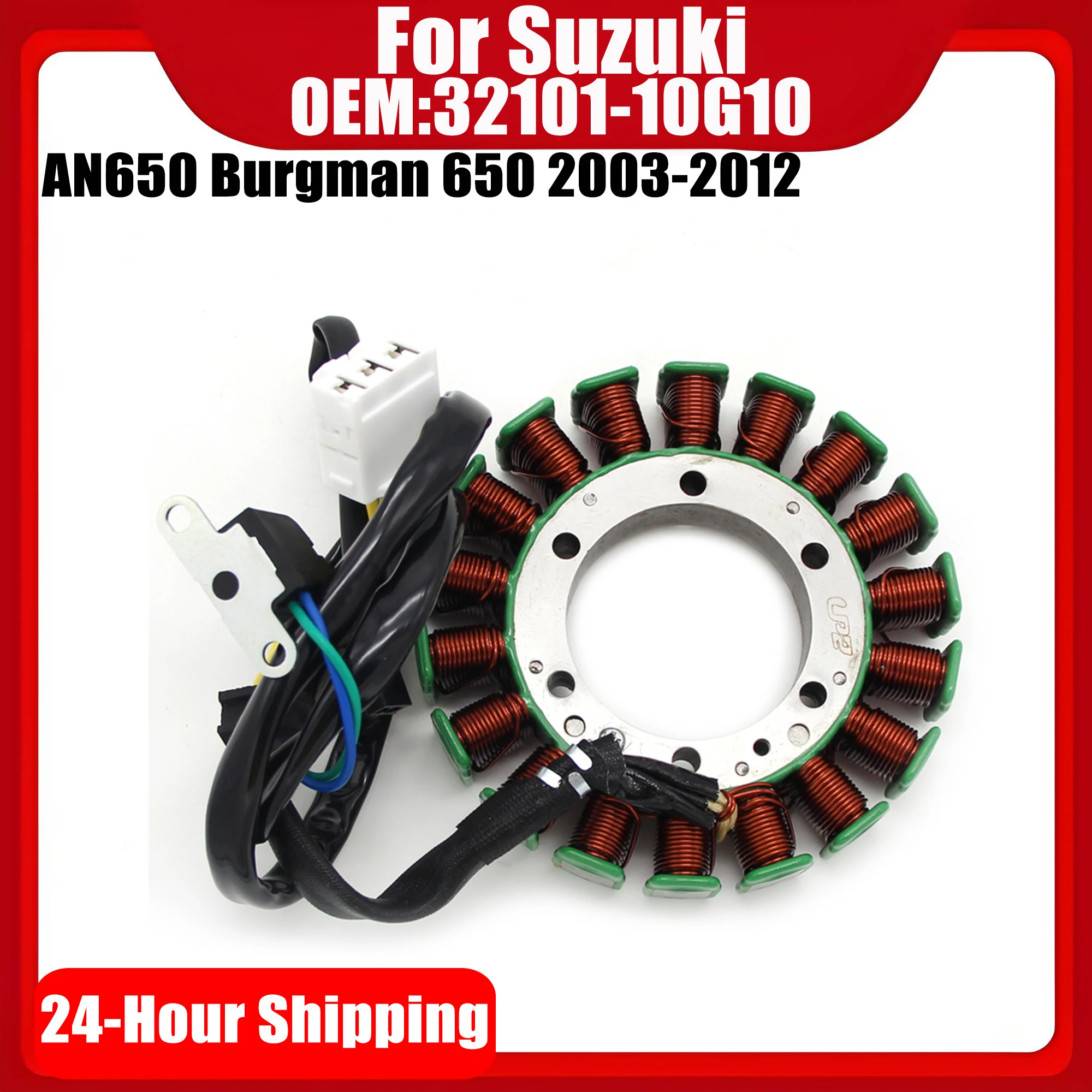 

Motorcycle Generator Stator Coil for Suzuki AN650 Burgman 650 2003 2004 2005 2006 2007 2008 2009 2010 2011 2012 32101-10G10