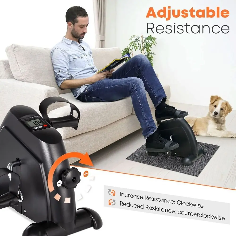 Multi-Function Mini Exercise Bike Motorized Adjustable Resistance Pedal Exerciser LCD Screen Display Portable Pedal Trainer