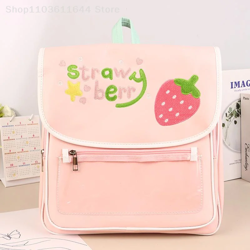 かわいい漫画ピンクの大容量バックパック素敵な多用途イチゴスクールバッグカジュアル通勤バックパック学生ギフト