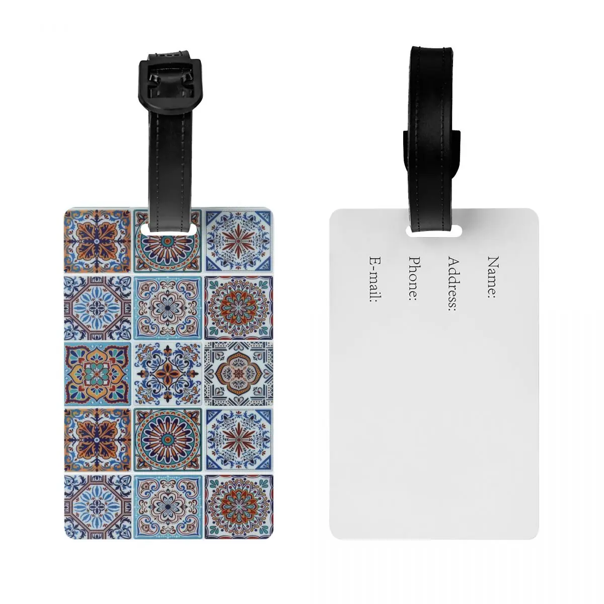 Mexican Talavera Tiles Luggage Tag for Suitcases Fashion Baggage Tags Privacy Cover ID Label