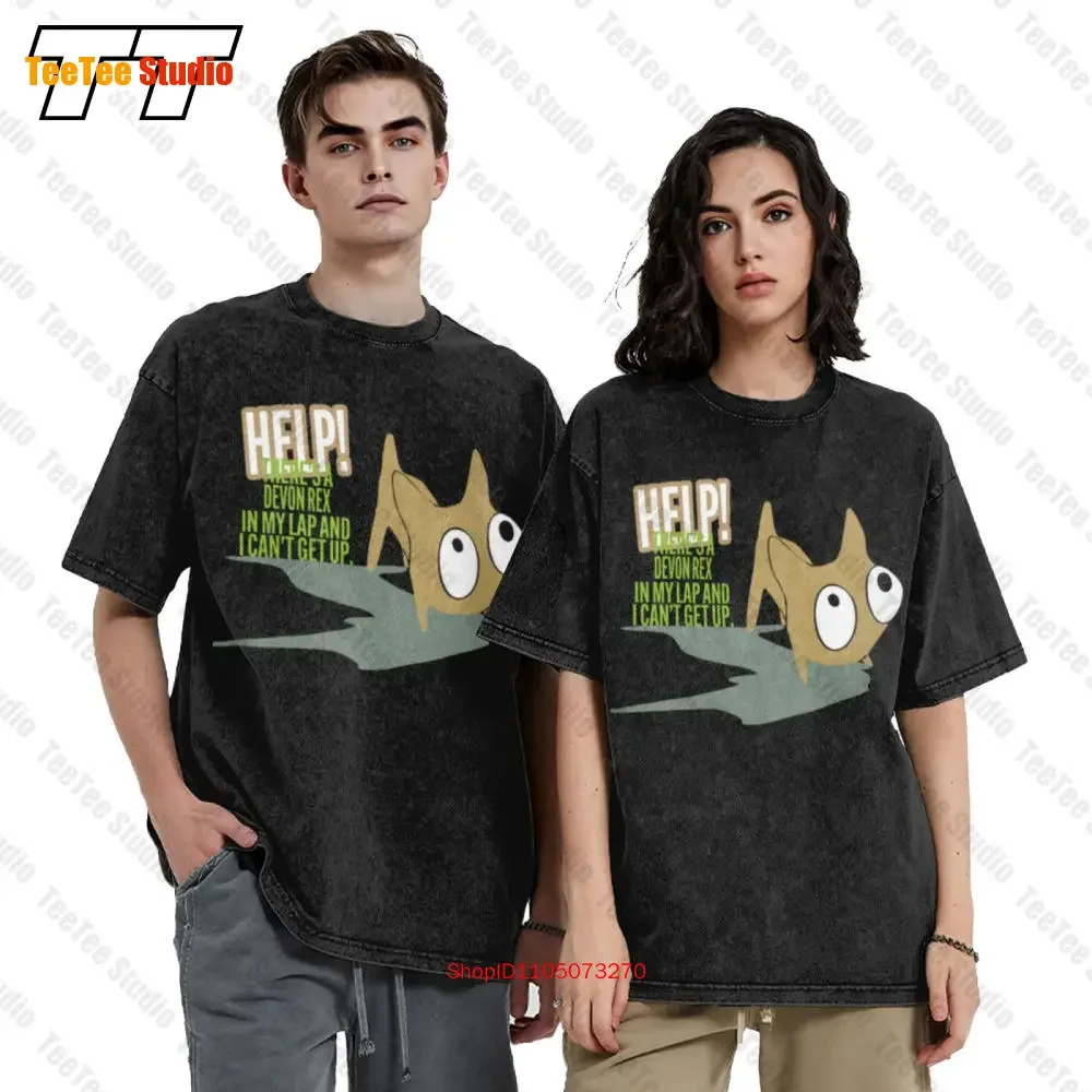 Help Theres A Devon Rex In My Lap And I Cant Get Up Vintage Oversized T-Shirt 9K2C