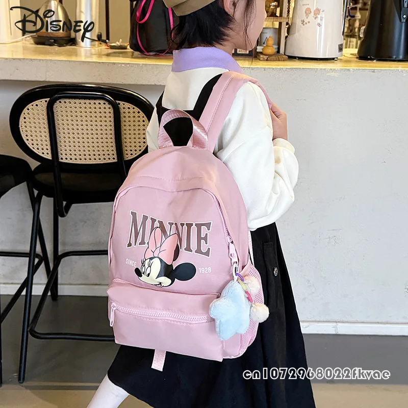 Minnie 2025 New Student Backpack Fashion High Quality Women's Backpack Solid Color Versatile Large Capacity Children's Backpack