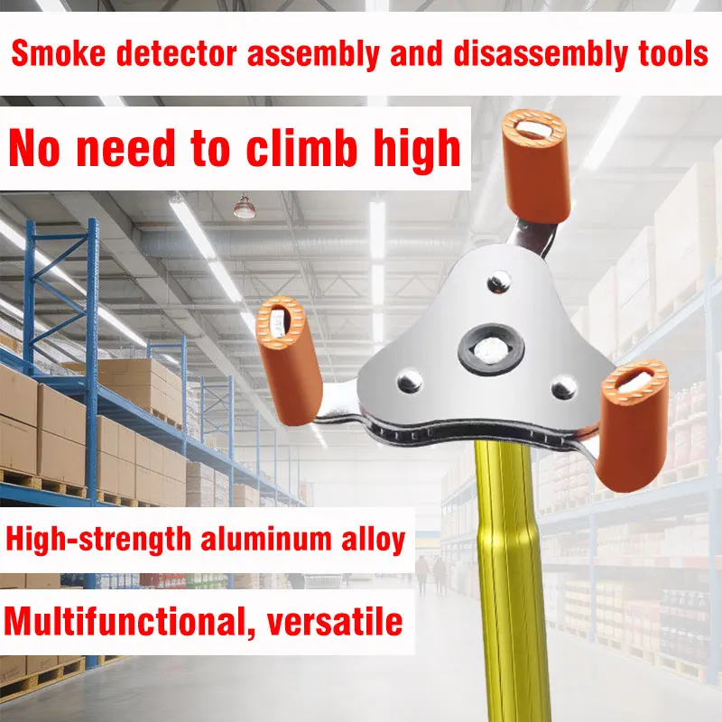 Multifunctional Smoke Detector Disassembly and Assembly Tool for Easy Removal of Poles. Fire Safety Temperature and Smoke Alarm