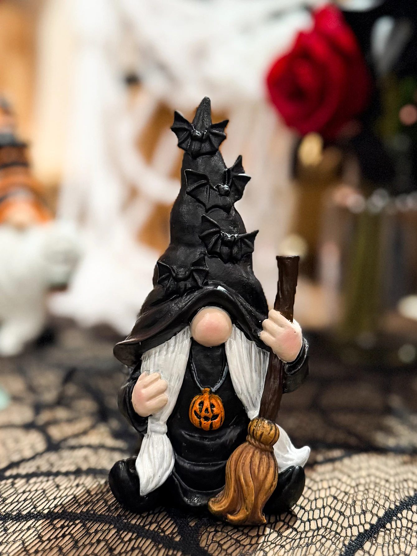 Halloween Resin Gnome Wizard Fairy Figurine for Home Bedroom Living Room Holiday Decoration