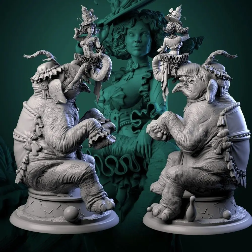 75mm 90mm 115mm Circus Performance Elephant Assembled Model DIY Coloring Figurines Miniatures Decoration Crafts