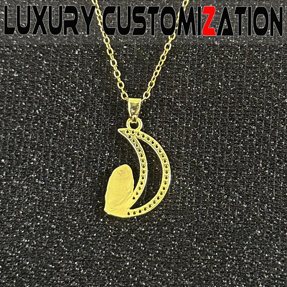 Luxury custom trendy necklace, diamond inlaid Madonna of the Moon pendant, 18K gold plating, fashionable decoration, gift