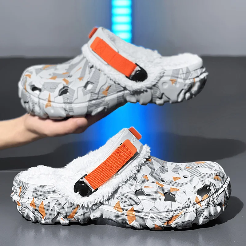 Neue Herren-Winterhausschuhe, bequeme warme Hausschuhe, abnehmbare Sommersandalen, lässige rutschfeste Plüsch-Fellhausschuhe für Herren – Detail 7
