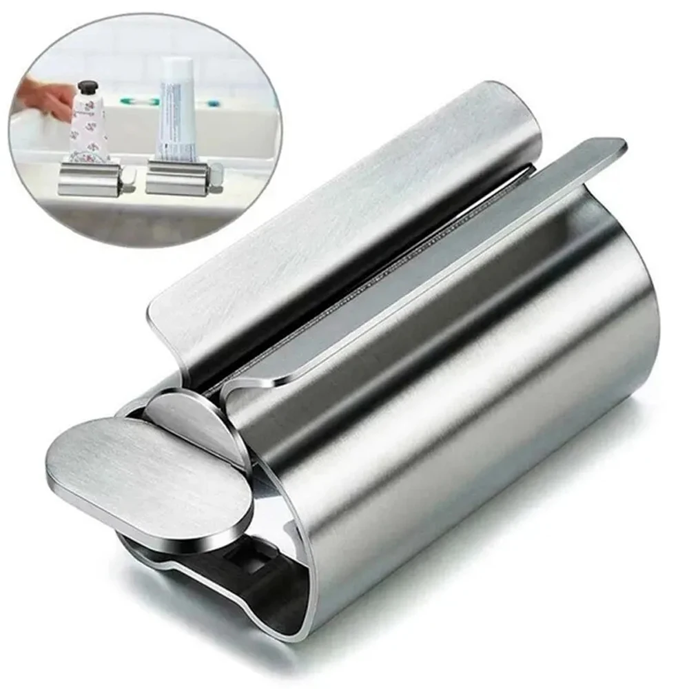 1 Stück Edelstahl-Wringer-Roller, drehbarer Spender für Salben, Kosmetik, Badezimmerzubehör, Zahnpasta-Quetscher, Tubenroller