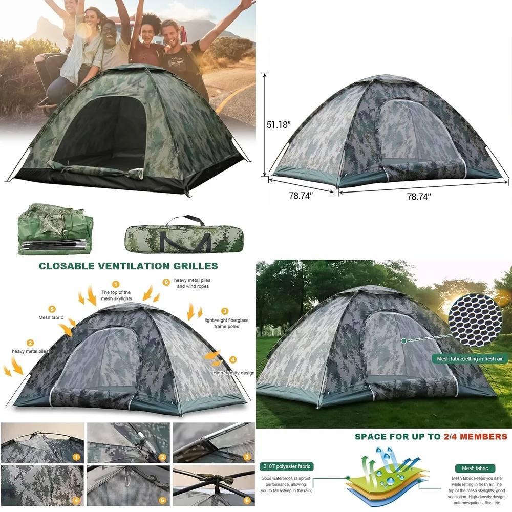 

Gazebos4 Person Waterproof Camping Tent for Outdoor Hiking and Family Adventures All Season Use